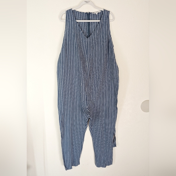 The Nines By Hatch Maternity Jumpsuit Blue Linen Cotton Blend XXL - Picture 2 of 7